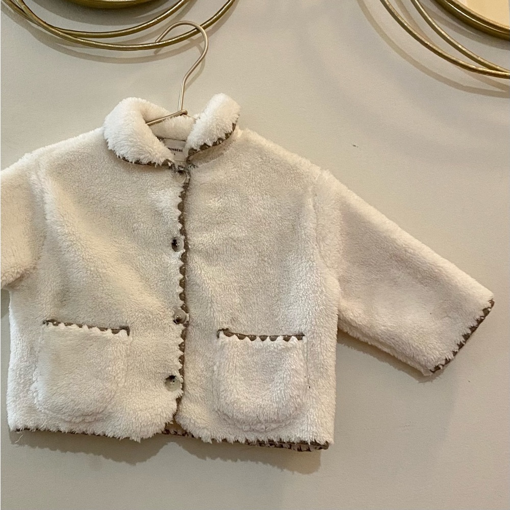 NWOT cozy teddy coat for toddler in white